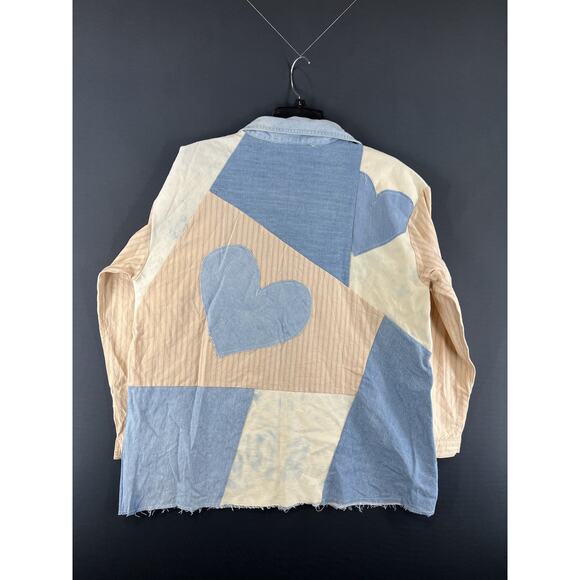 TRICIA FIX Heart Applique Button-Down Shirt - Neutral Combo Size X-Small - Picture 7 of 9